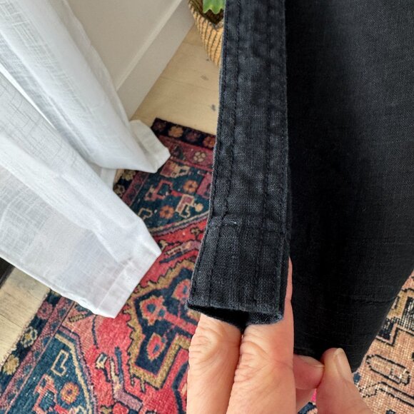 Athleta Cabo Linen Wide Leg Pants Black Drawstring 8 - Picture 6 of 13